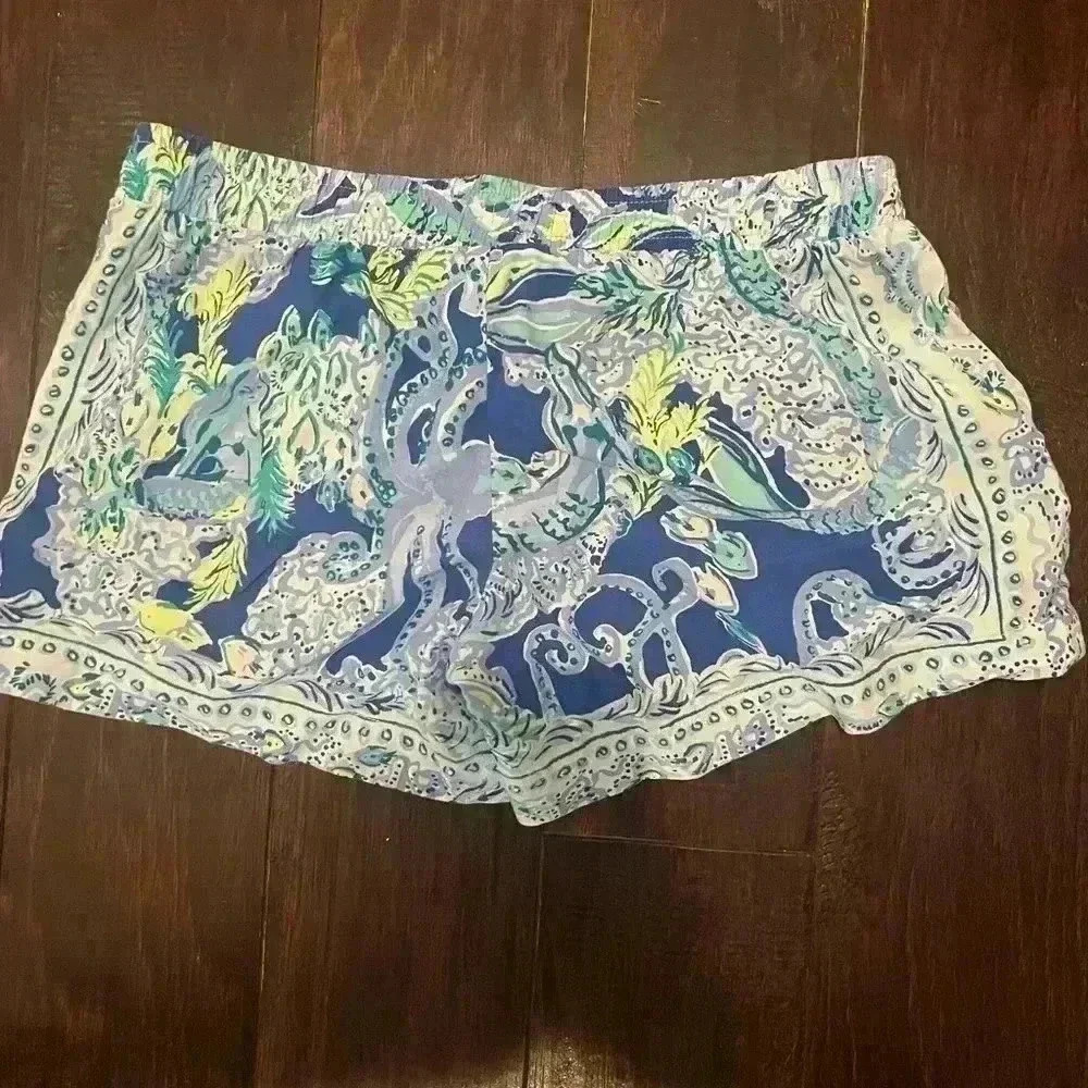 Lilly Pulitzer Women's Shorts Katia Sea Sirens Travel Beach Pull On, Size XS